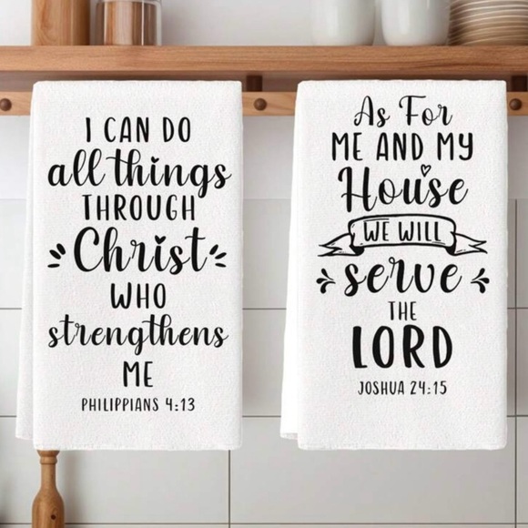 Christian Bible Verse White Hand Towels, Set of 2 - Picture 1 of 5